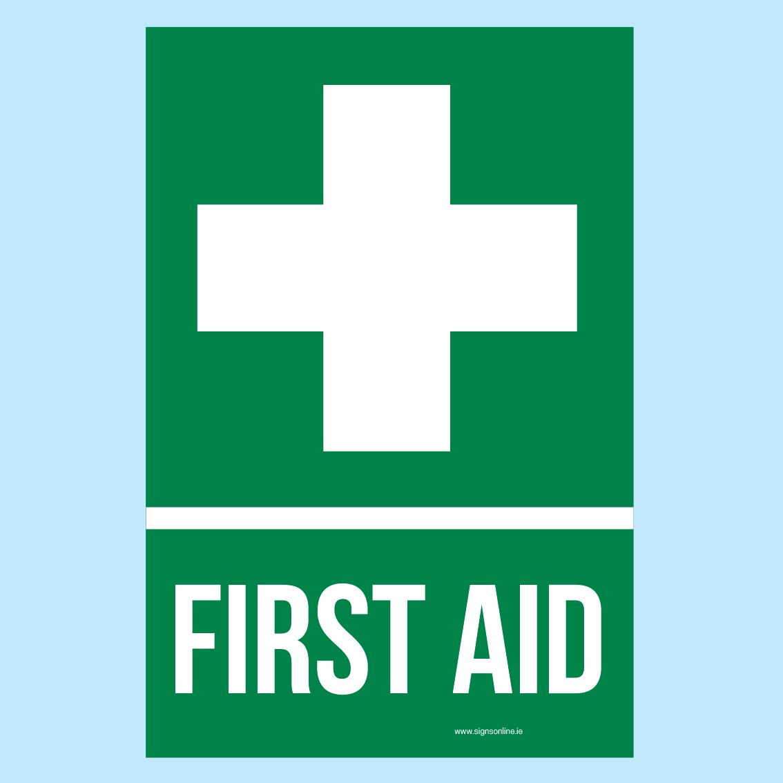 First Aid Sign, essential for all work places. Buy online at www.signsonline.ie