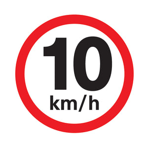 10 km / h speed limit sign available to order online from www.signsonline.ie.  Delivering quality signs throughout Irelan, UK and EU since 2015