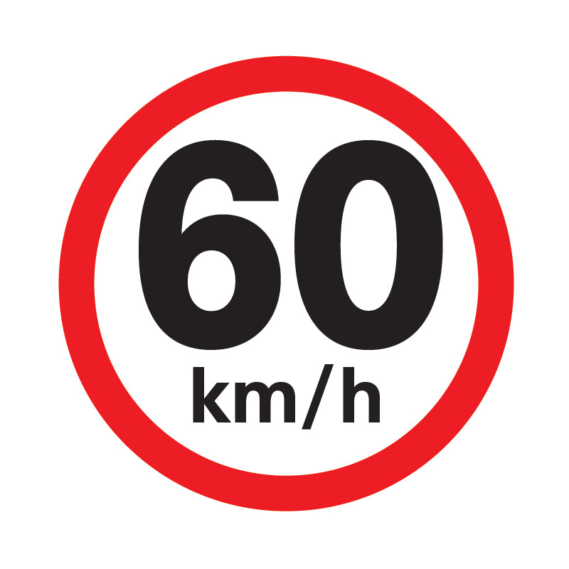 60 km / h speed limit sign available to order online from www.signsonline.ie. Delivering quality signs throughout Irelan, UK and EU since 2015