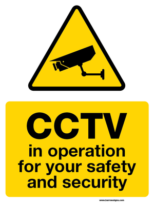CCTV in Operation for your safety and security sign available from www,barrowsigns.com
