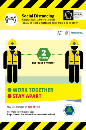 Social Distancing sign for construction sites Work Together Stay Apart for sale at www.signsonline.ie