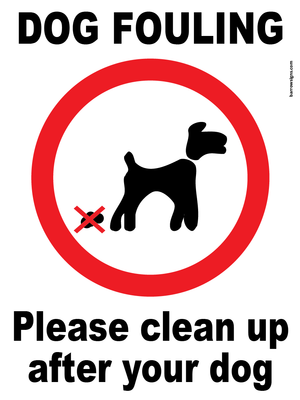 Dog Fouling sign a reminder for dog owners to clean up after their pet