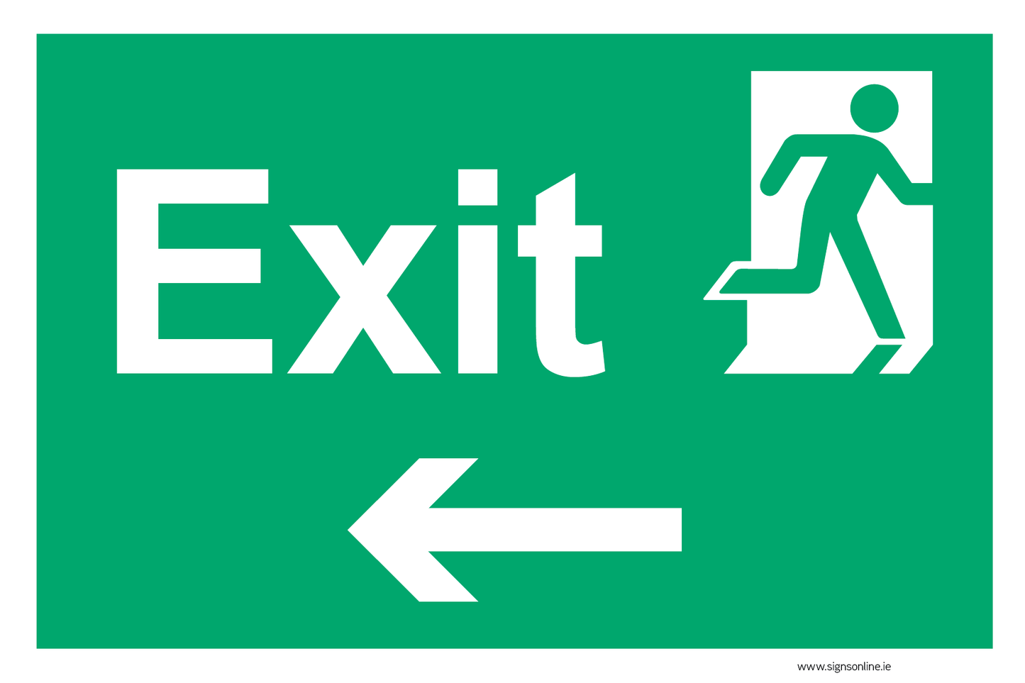 Exit LEFT sign available for sale on line at www.signsonline.ie