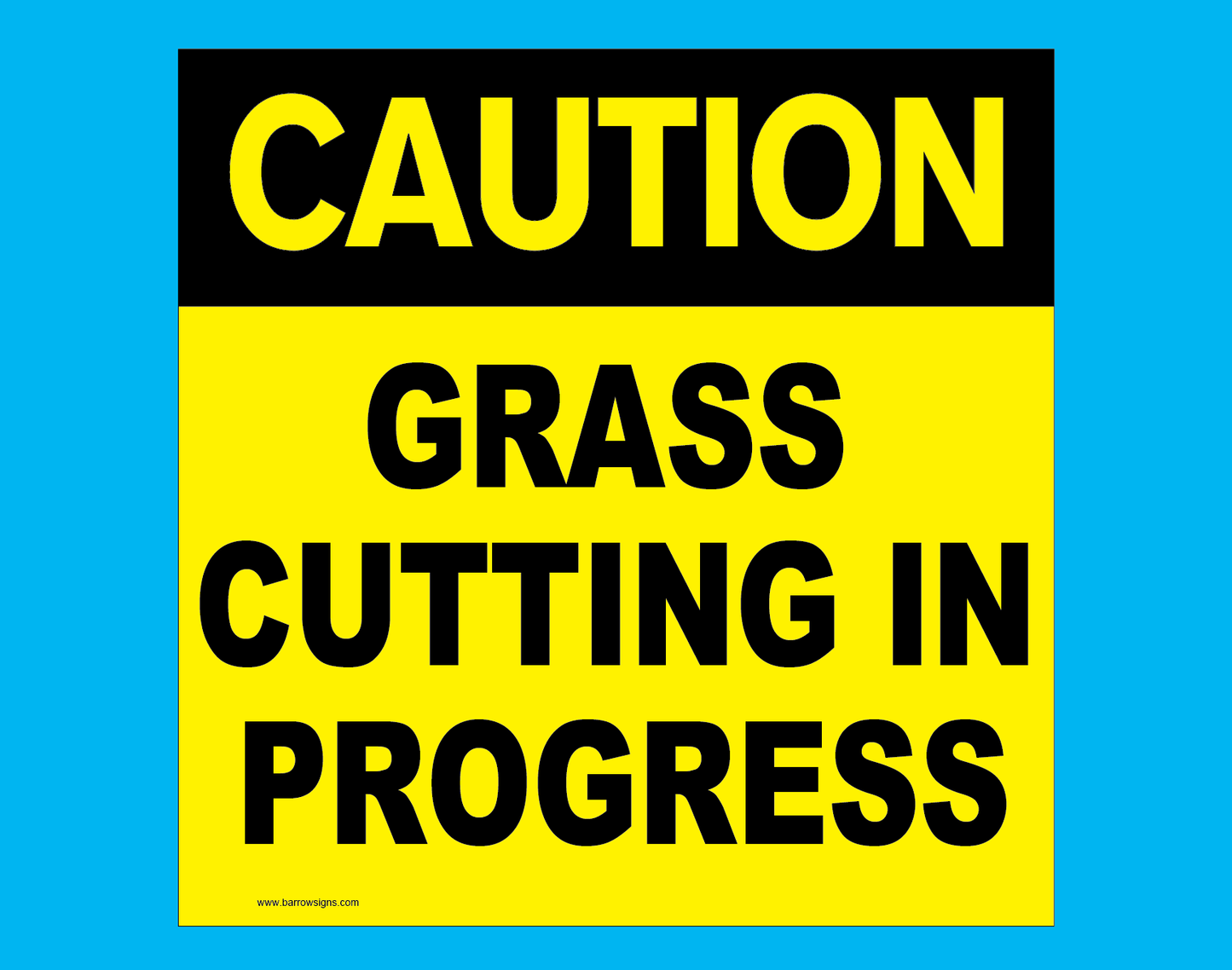 2 X Grass Cutting In Progress Signs On Steel Frame
