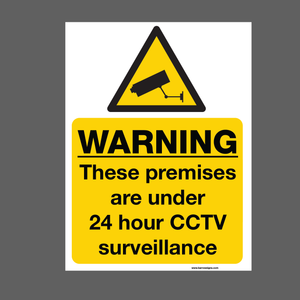 Warning These Premises are under 24 hour CCTV surveillance sign for sale at www.barrowsigns.com. Available in corriboard or aluminum