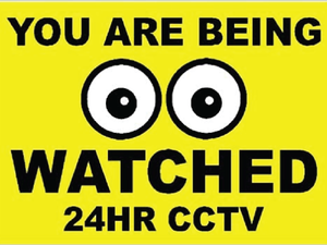 You are being watched Sign available to buy on line for immediate delivery from www.signsonline.ie.  SignsOnline.ie, a leading on line signage supplier since 2015. Best for quality and value.