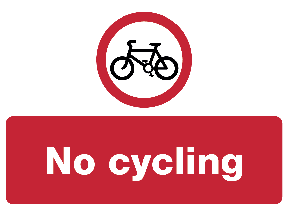 No Cycling Sign Made By www.barrowsigns.com