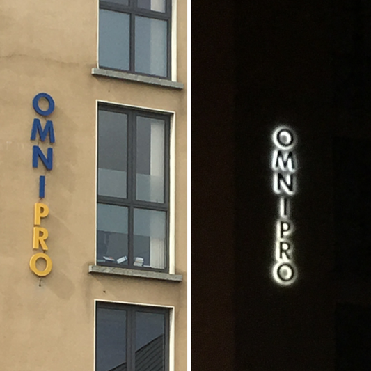 LED Illuminated signage at OMNIPRO, Ferns.