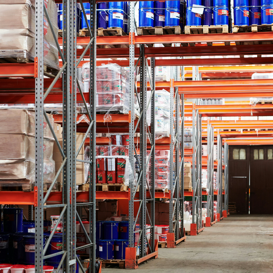Warehouse racking requiring signage from www.signsonline.ie 