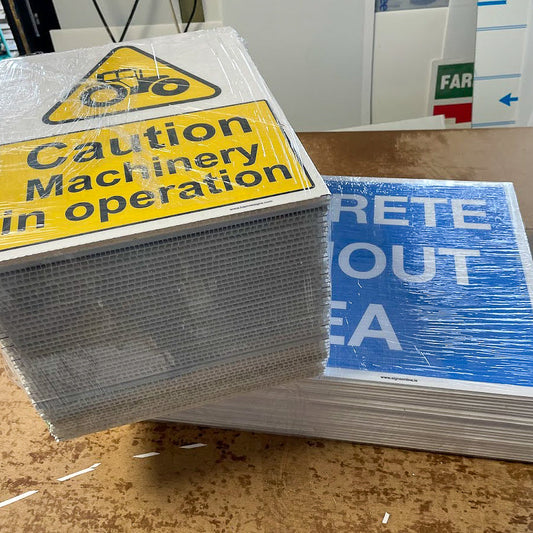 Corriboard Signage packed and ready for delivery from www.signsonline.ie