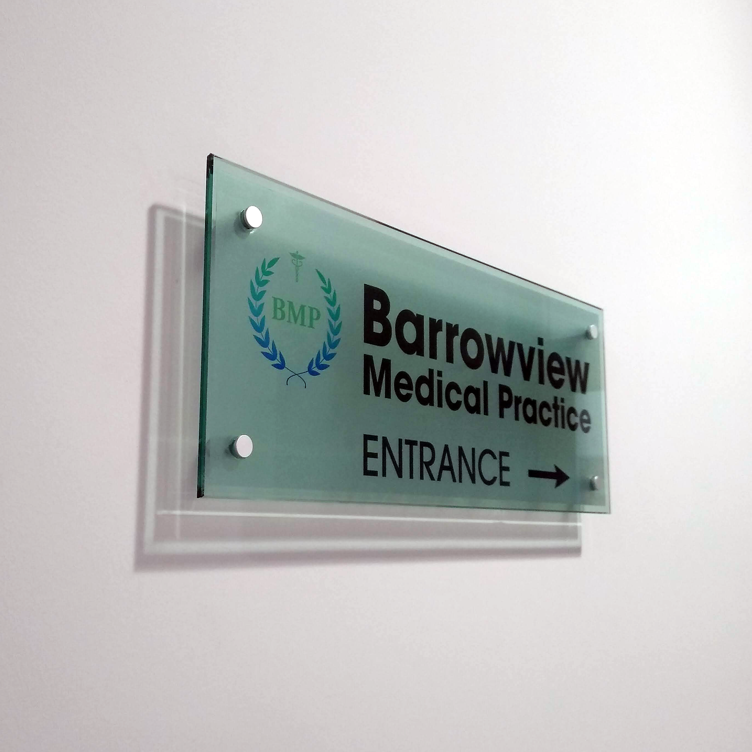 Acrylic (Perspex) office sign mounted on stand off studs made and supplied by www.signsonline.ie