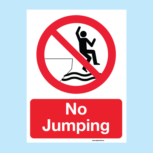 No Jumping Water Safety Sign from www.signsonine.ie