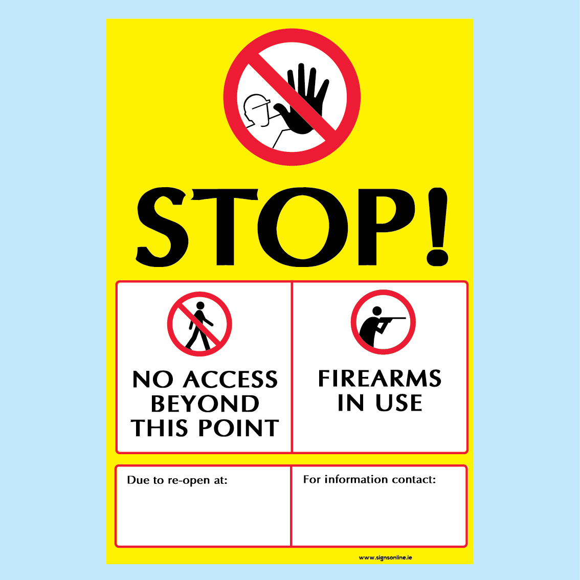 Coillte Warning Sign for Hunting available to buy online from www.signsonline.ie