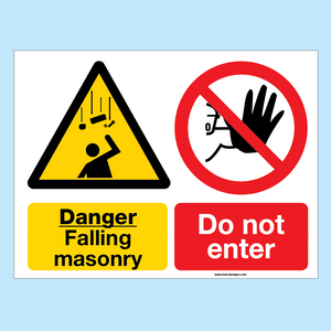 Danger. Faling Masonry. Do Not Enter sign, manufactured and sold online by leading Irish signage providor www.signsonline.ie