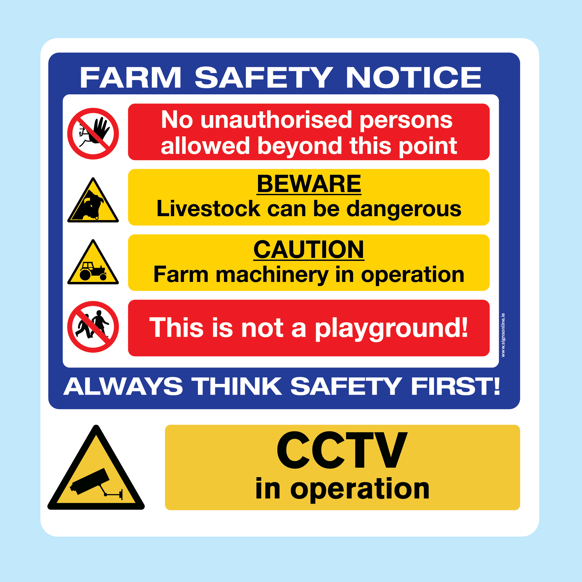 Farm Safety Notice including CCTV Warning | Premium Farm Sign – www ...