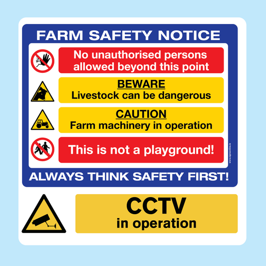 Farm Safety Notice including CCTV Warning | Premium Farm Sign