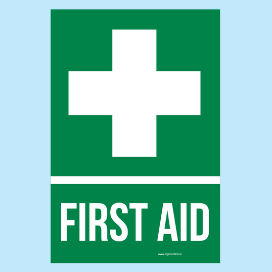 First Aid Sign, essential for all work places. Buy online at www.signsonline.ie