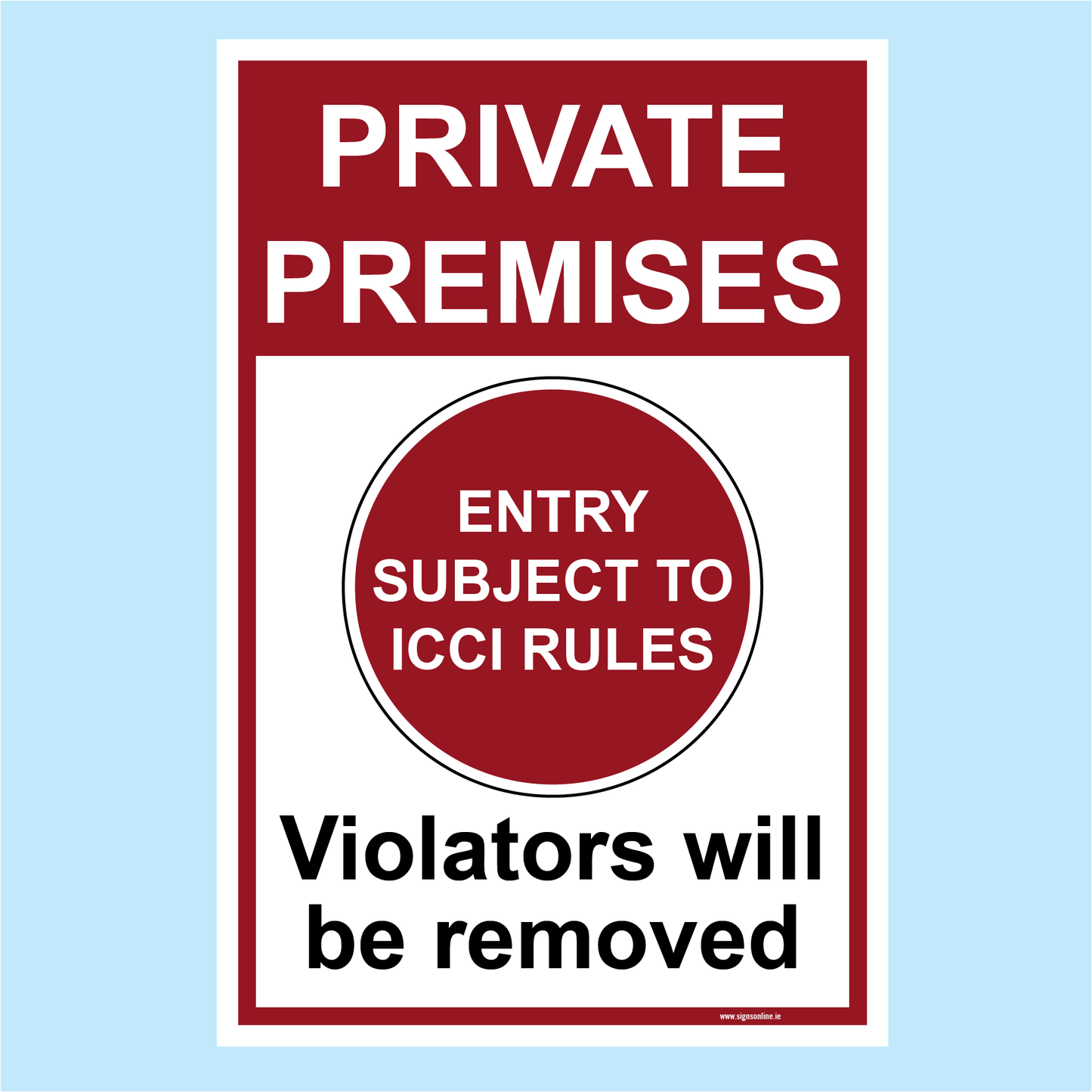 ICCI Rules Sign