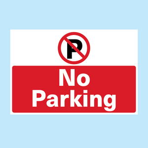 NO PARKING SIGN (Landscape Option) available to buy for immediate delivery from www.signsonline.ie.  SignsOnline.ie, a leading on line signage supplier since 2015. Best for quality and value.