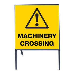 2 x Machinery Crossing Signs with steel stands