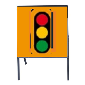 2 x Traffic Lights Ahead (WK060) Sign on steel stands