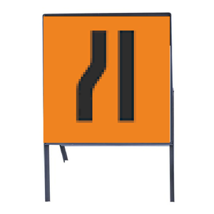 2 x Road Narrows on LEFT (WK032) Sign on steel stands