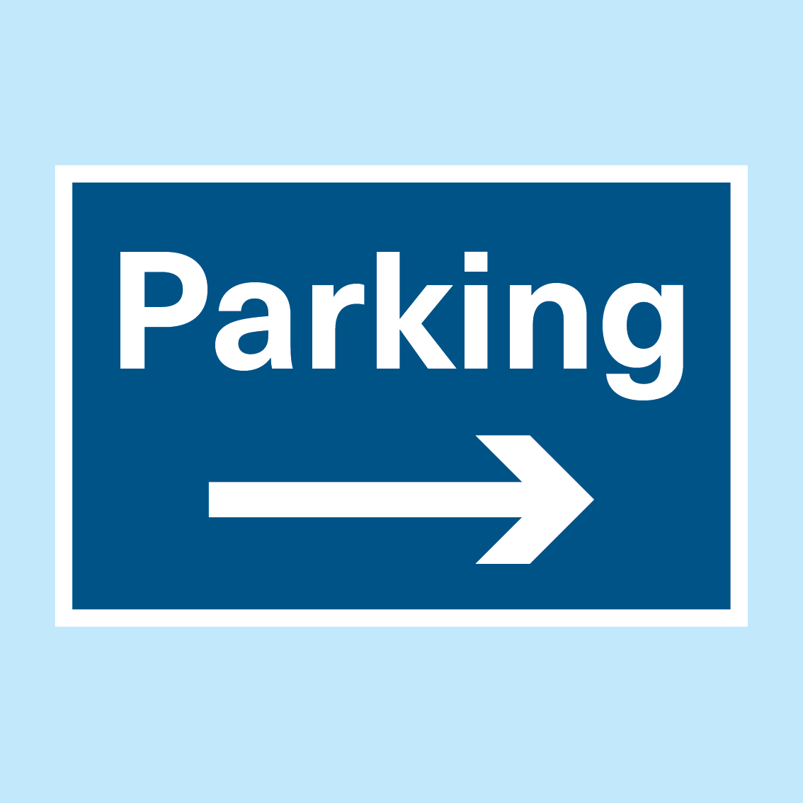 Parking Sign with directional arrow pointing RIGHT available to buy for immediate delivery from www.signsonline.ie. SignsOnline.ie, a leading on line signage supplier since 2015. Best for quality and value.