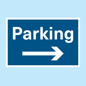 Parking Sign with directional arrow pointing RIGHT available to buy for immediate delivery from www.signsonline.ie.  SignsOnline.ie, a leading on line signage supplier since 2015. Best for quality and value.