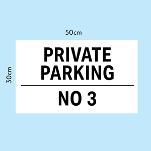 Customisable private parking sign where the number of your property can be changed to suit your requirements.  Order from www.signsonline.ie 