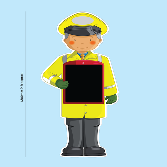 Custom SLOW DOWN reminder sign, 1200mm x 600mm, hand-cut from 10mm corriboard with laminated printed finish for residential traffic calming.