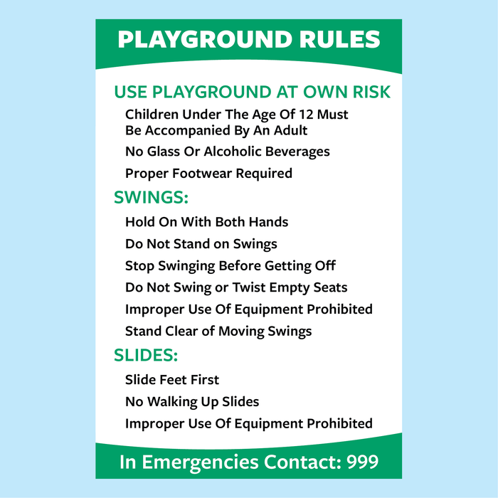PLAYGROUND RULES SIGN
