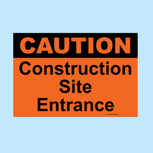 Caution Construction Site Entrance sign available to buy online from www.signsoniline.ie