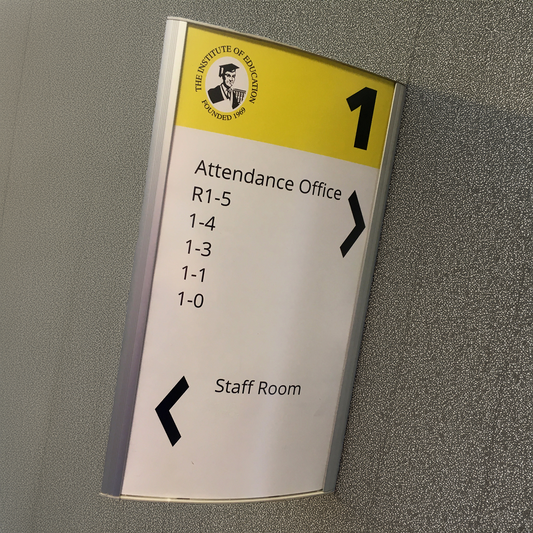 Wall mounted directional sign that is fully customisable and suitable for any environment. Available from www.signsonline.ie