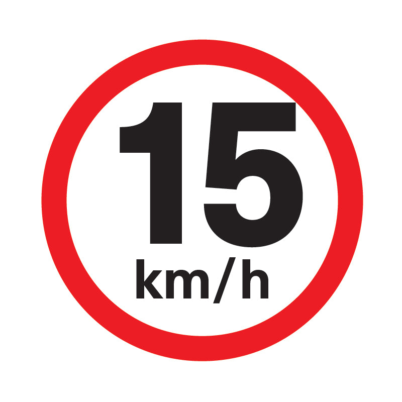 15 km / h speed limit sign available to order online from www.signsonline.ie. Delivering quality signs throughout Irelan, UK and EU since 2015