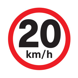 20 km / h speed limit sign available to order online from www.signsonline.ie.  Delivering quality signs throughout Irelan, UK and EU since 2015