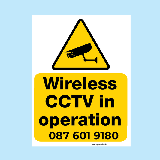 Wireless CCTV With Telephone Regulatory Sign