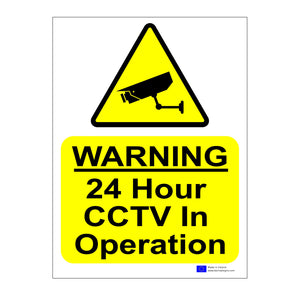 Warning 24 hour CCTV in operation signs available to buy online from www.signsonline.ie