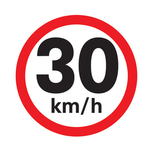 30 km / h speed limit sign available to order online from www.signsonline.ie.  Delivering quality signs throughout Irelan, UK and EU since 2015