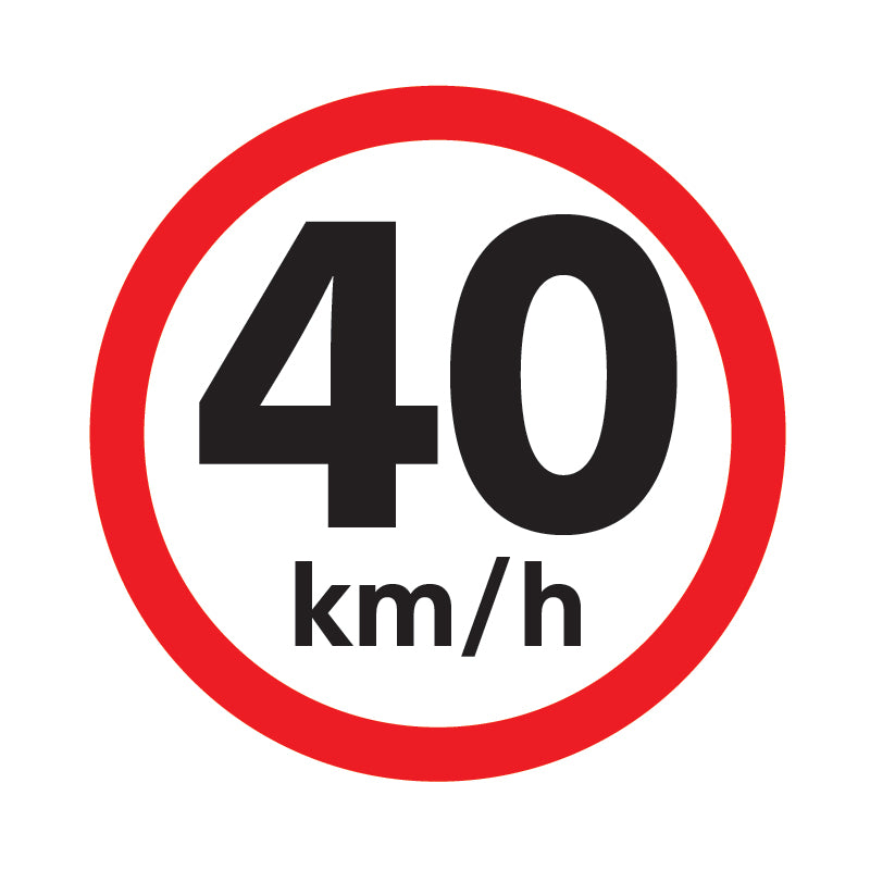 40 km / h speed limit sign available to order online from www.signsonline.ie. Delivering quality signs throughout Irelan, UK and EU since 2015