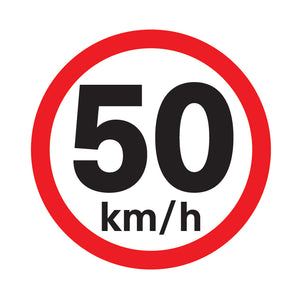 50 km / h speed limit sign available to order online from www.signsonline.ie.  Delivering quality signs throughout Irelan, UK and EU since 2015