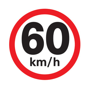 60 km / h speed limit sign available to order online from www.signsonline.ie.  Delivering quality signs throughout Irelan, UK and EU since 2015