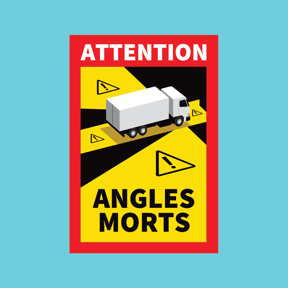 Angles Morts stickers for trucks and trailers, available from www.signsonline.ie leading signage and sticker supplier based in Ireland
