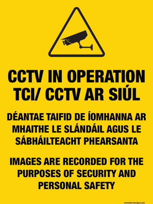 Bilingual CCTV Warning Sign for sale at www.barrowsigns.com