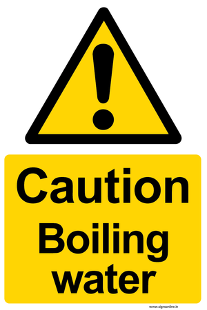 Caution Boiling Water sign available to buy online at Signs Online - www.signsonline.ie