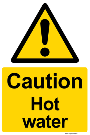 Caution Hot Water Sign from Signs Online - www.signsonline.ie