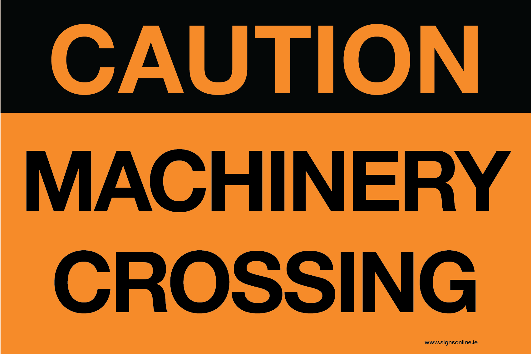 Caution Machinery Crossing sign available to buy online from Signs OnLine www.signsonline.ie
