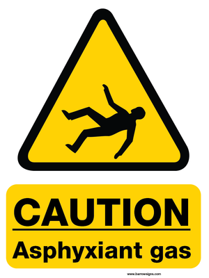 Caution Asphyxiant Gas Sign