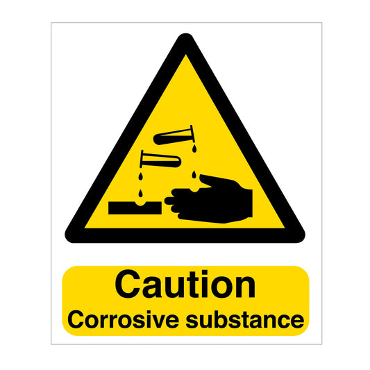Caution Corrosive Substance Warning Sign