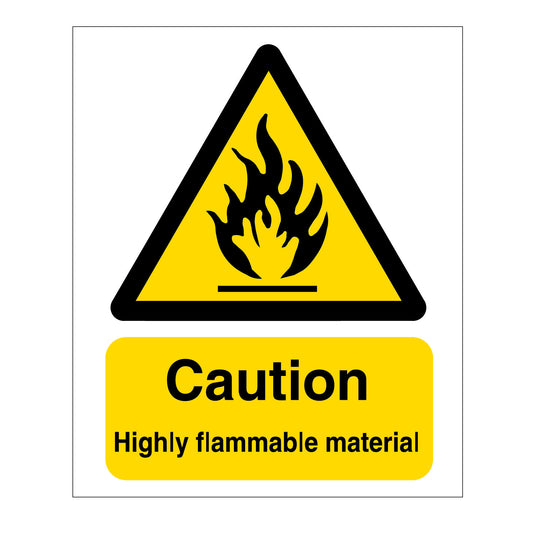 Caution Highly Flammable Material Warning Sign