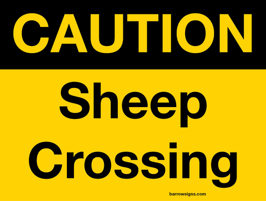Caution Sheep Crossing Warning Sign